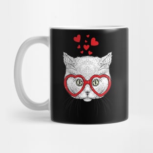 Cat Sunglasses Heart Funny Cute Kitten Valentine Gift Mug